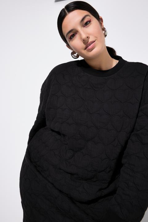 Actual product image Studio Untold Damen grosse Grössen Sweat-Minikleid, oversized, HEART-Stepp schwarz 42+ 838286100-42+ (42, 44)
