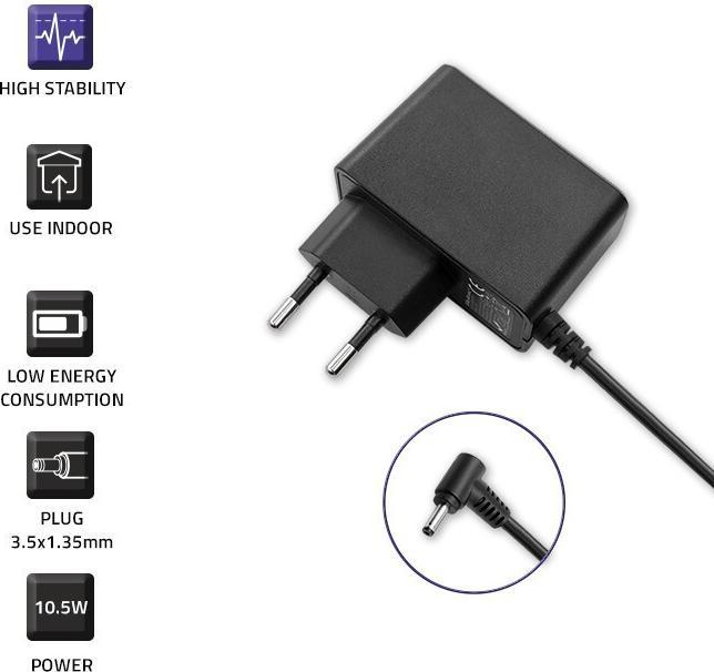 Actual product image Qoltec 51030 Plug in power supply 10.5W