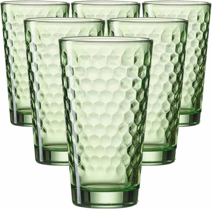 Actual product image Ritzenhoff & Breker FAVO drinking glass, 400 ml, green with honeycomb structure, conical, dishwasher-safe (0.40 l, 6 x)