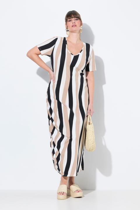 Actual product image Ulla Popken Eco Cotton Asymmetric Gathered Striped Dress (42, 44)