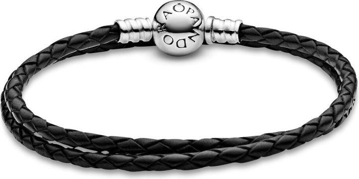 Immagine prodotto Pandora Bracciale doppio nero (41 cm, Argento, Cuoio)