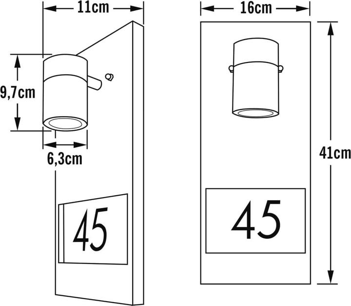 Produktbild Konstsmide Hausnummernleuchte Halogen GU1 (GU10, IP44)