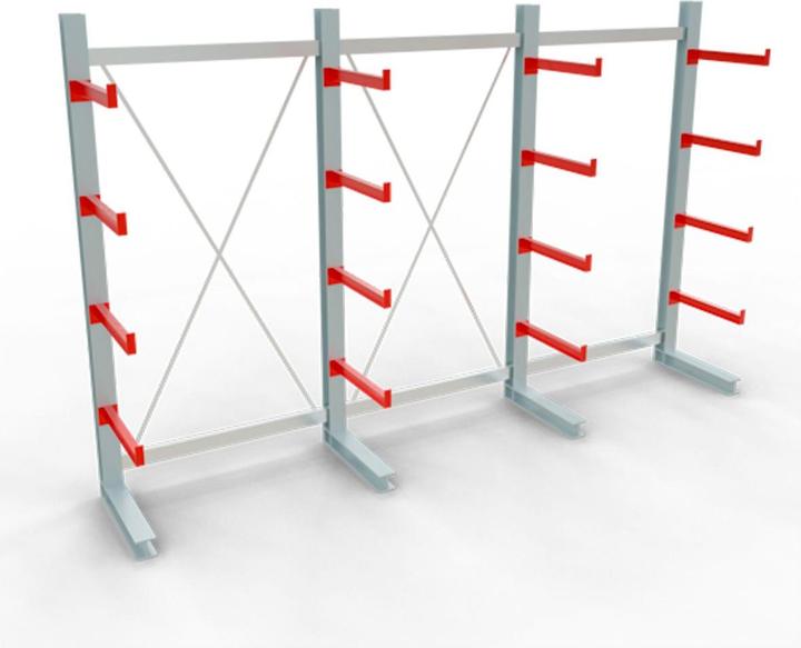 Produktbild Schulte Lagertechnik K 3000 Kragarm-Komplettregal 4 Ständer - 1-seitig