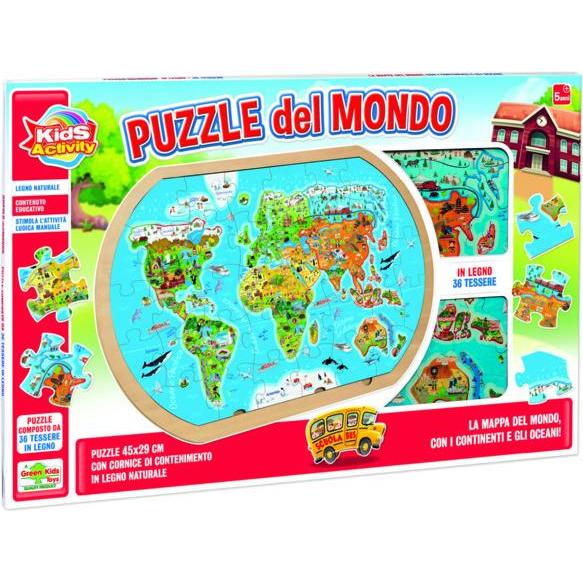 Rs Toys 36 Piece Wooden Puzzle - Kids Activity: World Puzzle 45x29 cm (36 Teile)