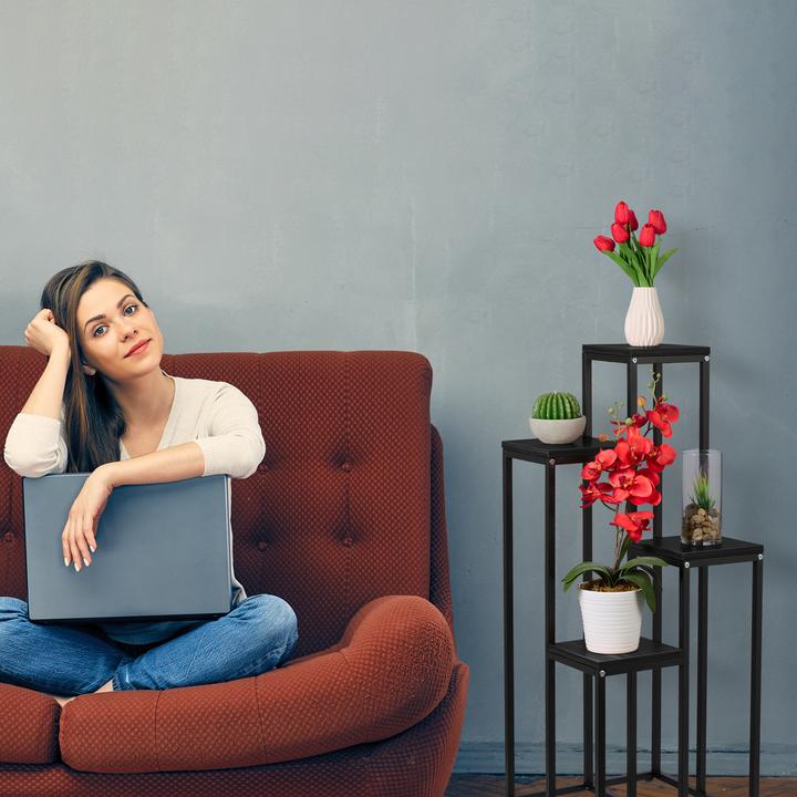Image du produit Relaxdays Support pour plantes avec 4 étagères