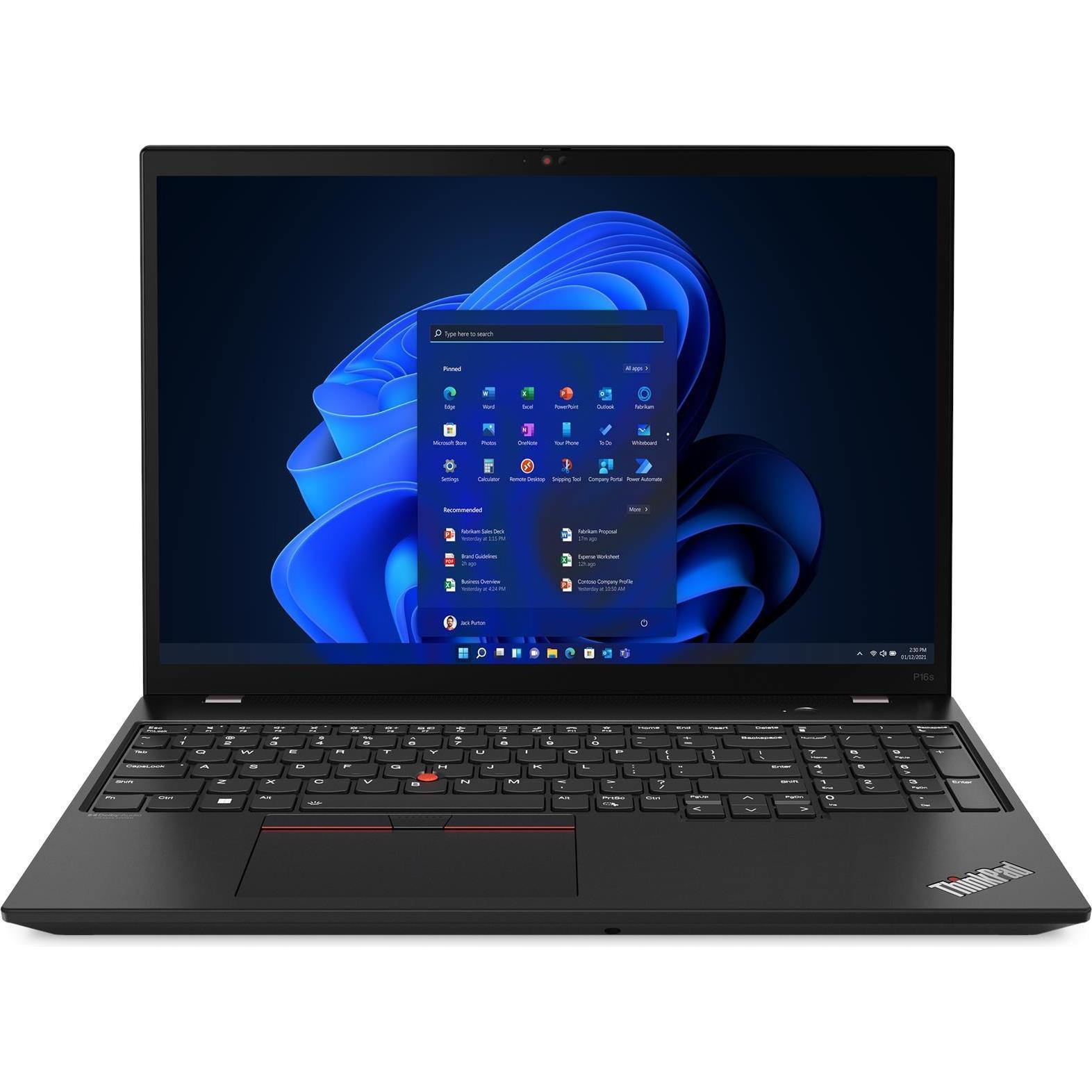 Lenovo ThinkPad P16s Gen 2 (16", 512 GB, 16 GB, DE, AMD Ryzen 7 Pro 7840U), Notebook, Schwarz