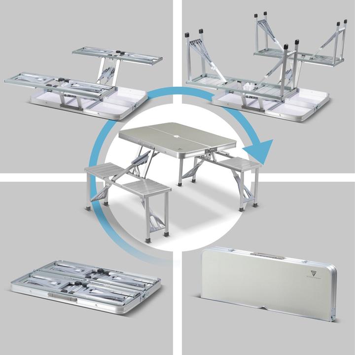 Image du produit Stahlwerk Table de camping avec chaises Set de table pliante en aluminium