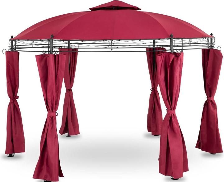 Produktbild Uniprodo Gartenpavillon rund - 3,5 m - 180 g/m² - weinrot (380 cm, 350 cm)