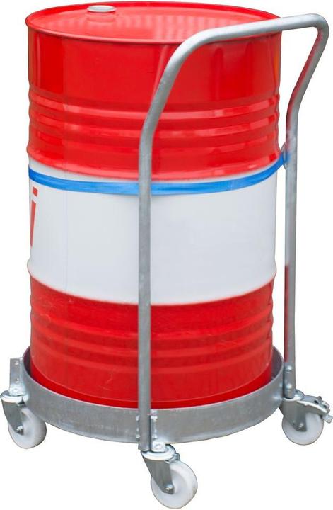 Produktbild eurokraft pro Fass-Rollwagen, verzinkt, FRW-3, Fässer bis Ø 600 mm, Ladehöhe 209 mm (300 kg)