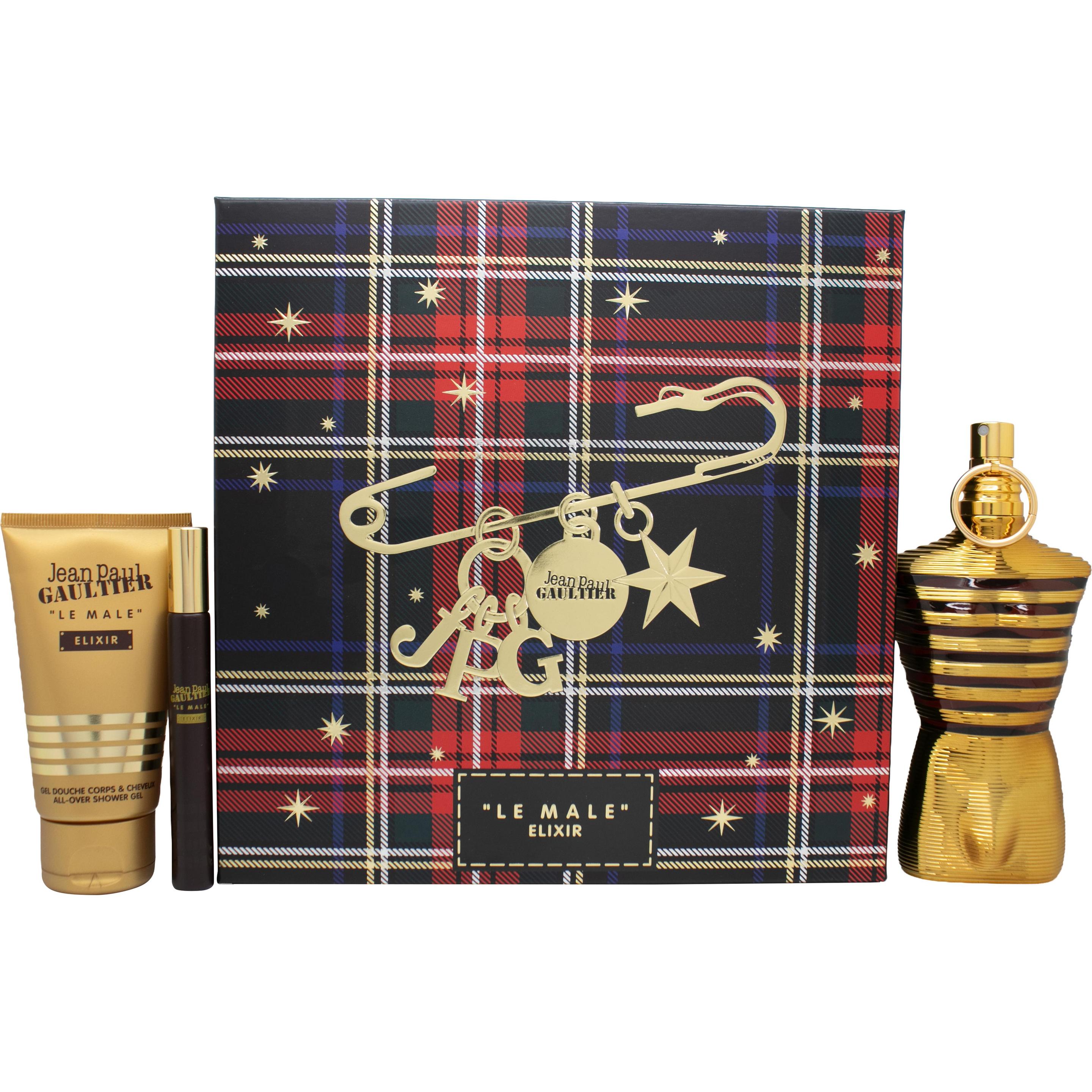 Gaultier Lavanda/Ambra Set Regalo Bellezza, Le Male Elixir Eau De Parfum 125Ml Eau De Parfum 10Ml Shower Gel 75Ml (Set Di Profumi)