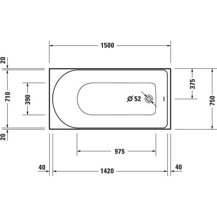 Thumbnail - Duravit, Badewanne, Whirlwanne D-NEO Einbauversion 1 RS Jet Project-System we (75 cm, 150 cm)
