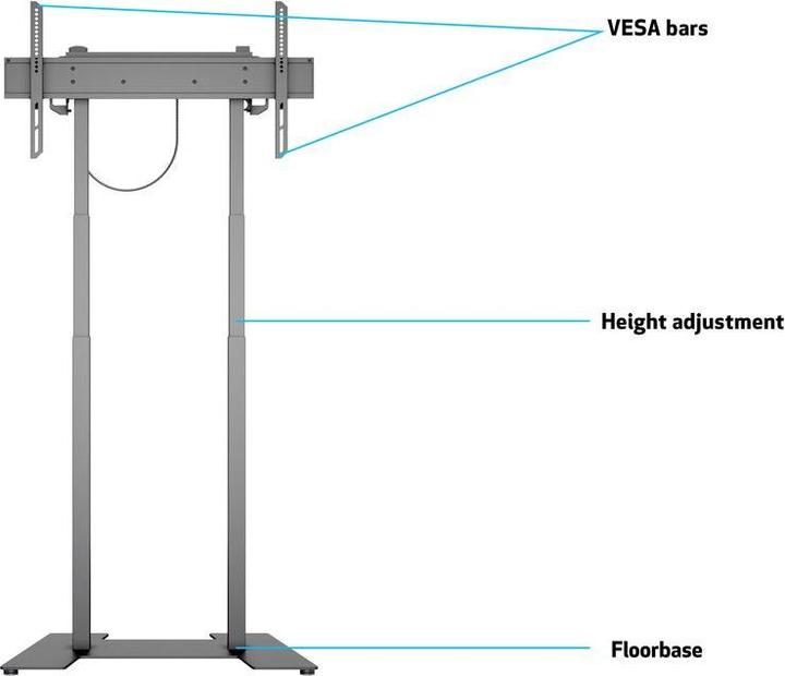 Image du produit Multibrackets Pied électr., -90", max 60 kg, noir (60 kg, 37" - 90")