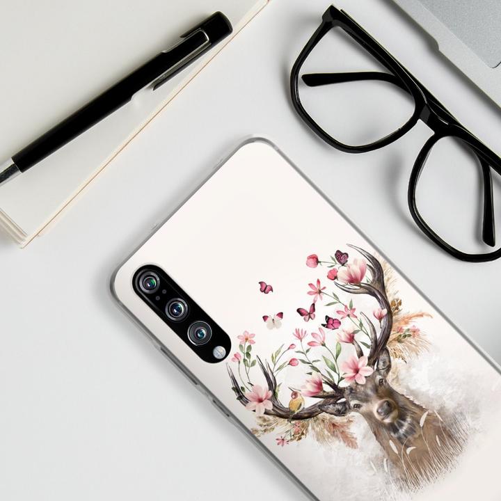 Produktbild DeinDesign Silikon Hülle für Huawei P20 Pro Handyhülle Case Smartphone Schutzhülle Blumen Hirsch Tiere (Huawei P20 Pro)