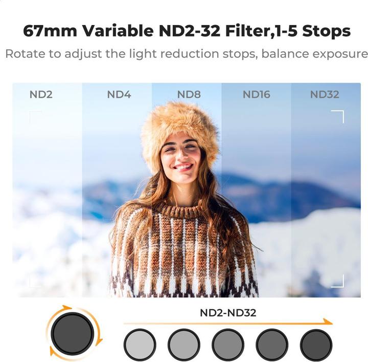 Image du produit K&F Concept 67mm Universal Type Phone clip, with 67mm ND2-32 Filter, 18-layer green coated