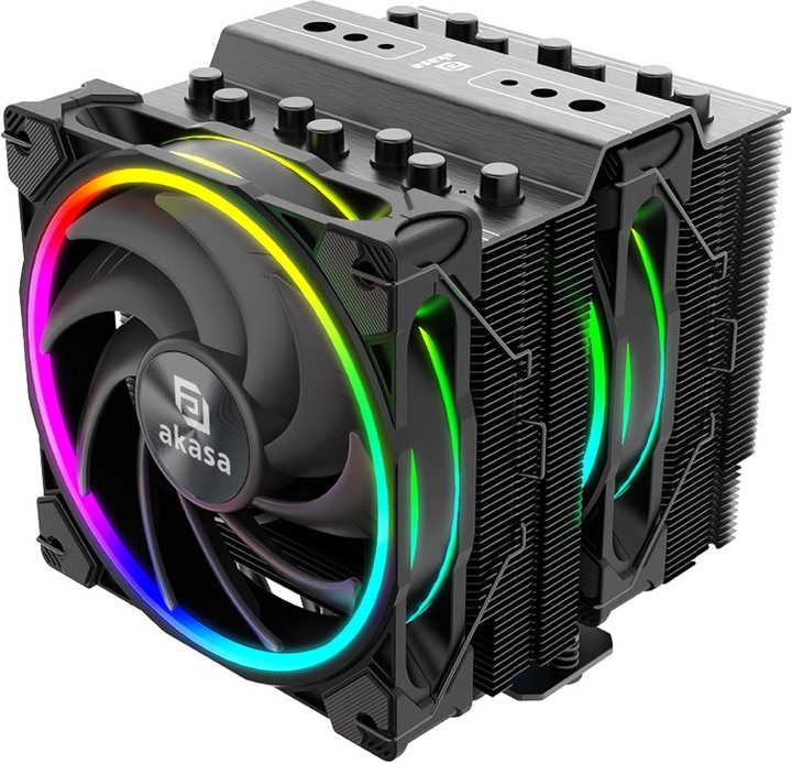 Akasa Soho H7 Dual Tower CPU-Kühler, ARGB - 120 mm, schwarz (158 mm)