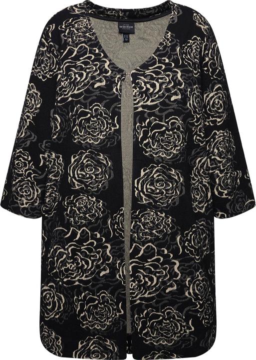 Immagine prodotto Ulla Popken Giacca dal taglio svasato con jacquard floreale, scollo a V e maniche a 3/4 (58)