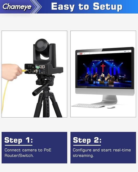 Produktbild Chameye NDI PTZ Kamera 20x Zoom mit KI-Tracking 1080P