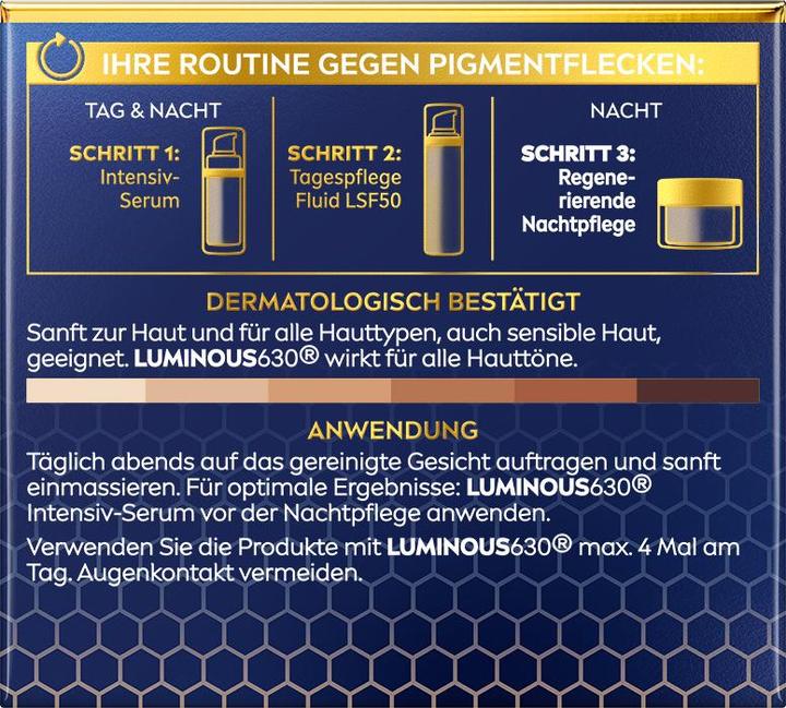 Produktbild NIVEA Cellular Luminous630 Anti-Pigmentflecken Nachtcreme (50 ml, 24h Creme)