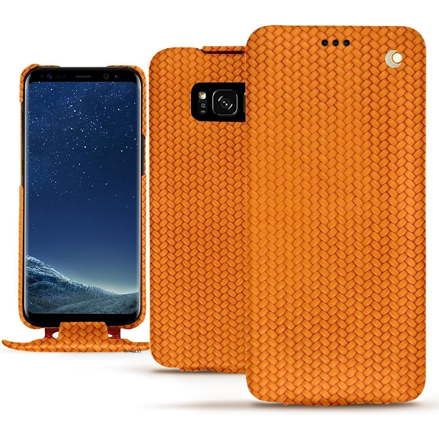 Noreve Lederschutzhülle vertikal (Samsung Galaxy S8+), Smartphone Hülle, Orange