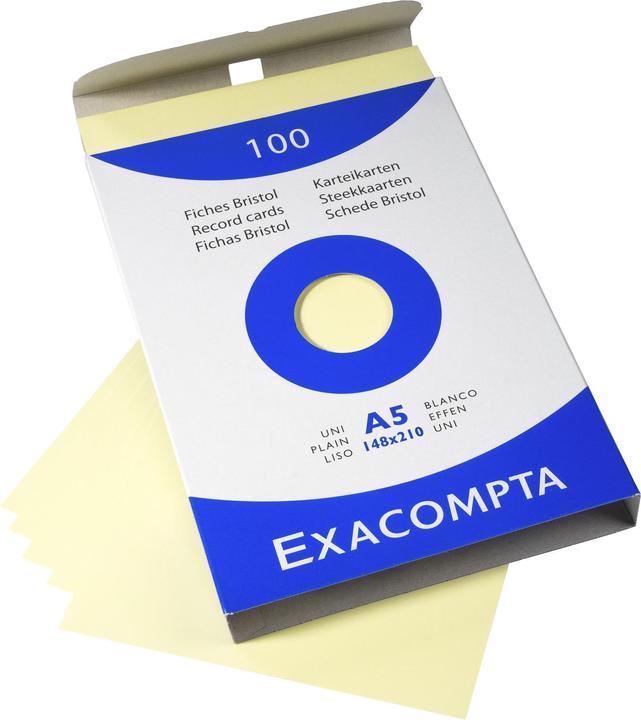 Immagine prodotto Exacompta Schede bianche gialle, 100 (A5, 205 g/m², 100 x)