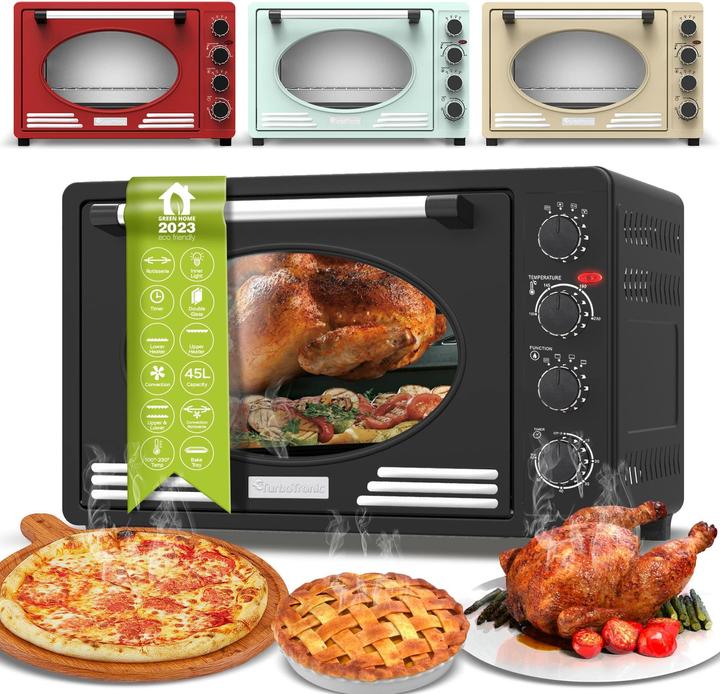 Produktbild TurboTronic By Z-Line Retro Minibackofen mit Umluft 45L Red