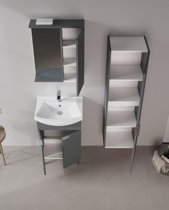 Produktbild Homitis Purus 55 Bathroom Cabinet With Sink & Mirror Set (2 Pieces)