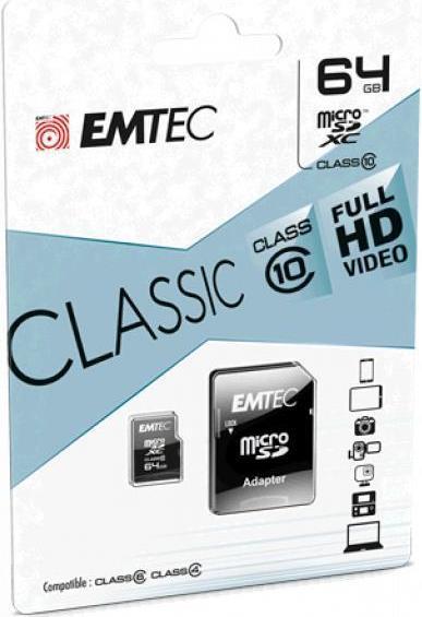 Emtec Micro SDHC, classe 10, 20 / /s (64 Go, microSDHC, microSDXC, U1)