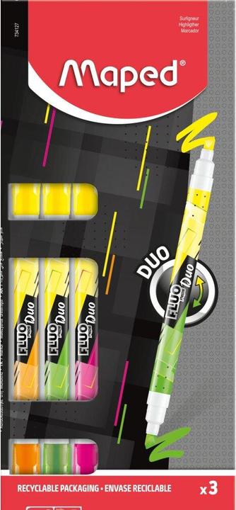 Produktbild Maped Textmarker FLUO'PEPS PEN DUO, 3er Kartonblister (3x)