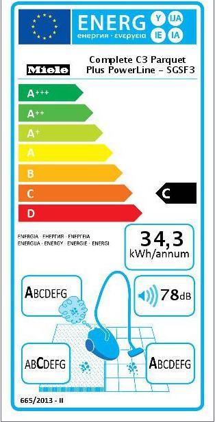 Energy Label Miele Complete C3 Parquet Plus PowerLine