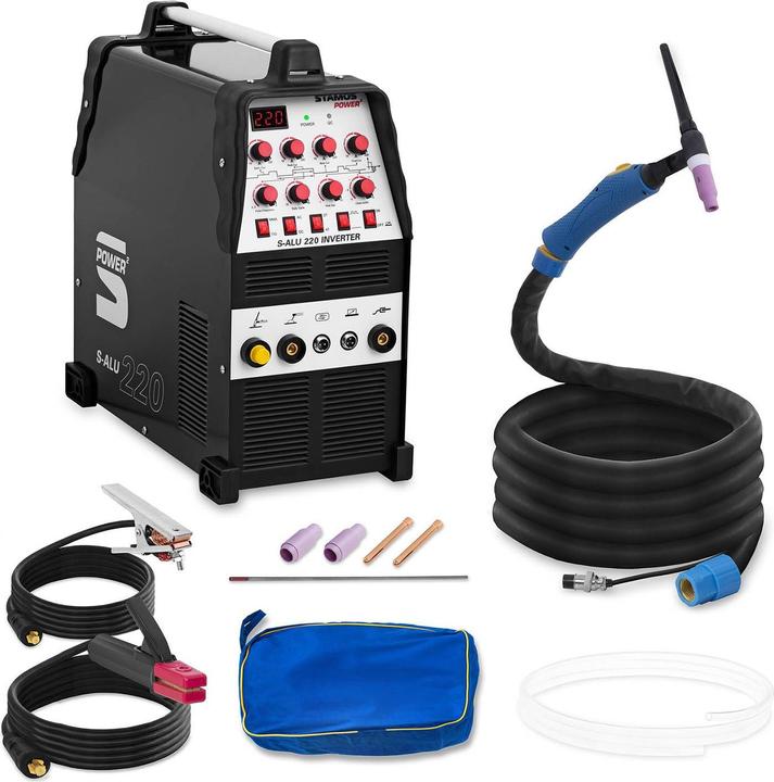 Stamos WIG Schweissgerät ACDC Alu schweissen 220A Inverter Schutzgas E Hand Puls 2/4 Takt