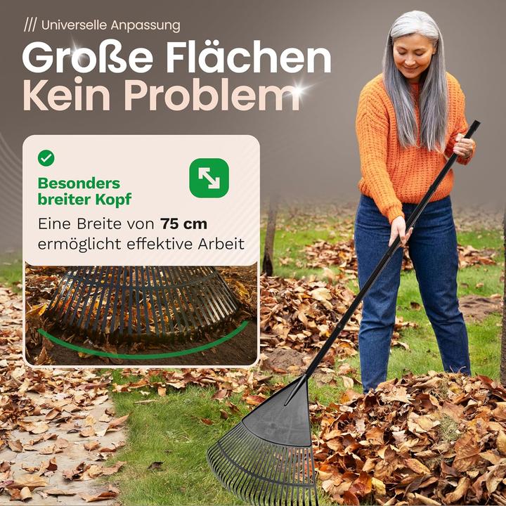 Actual product image Novatool 3x leaf broom with 4-piece plug-in & screw handle, leaf sweeper with 30 plastic tines, rake