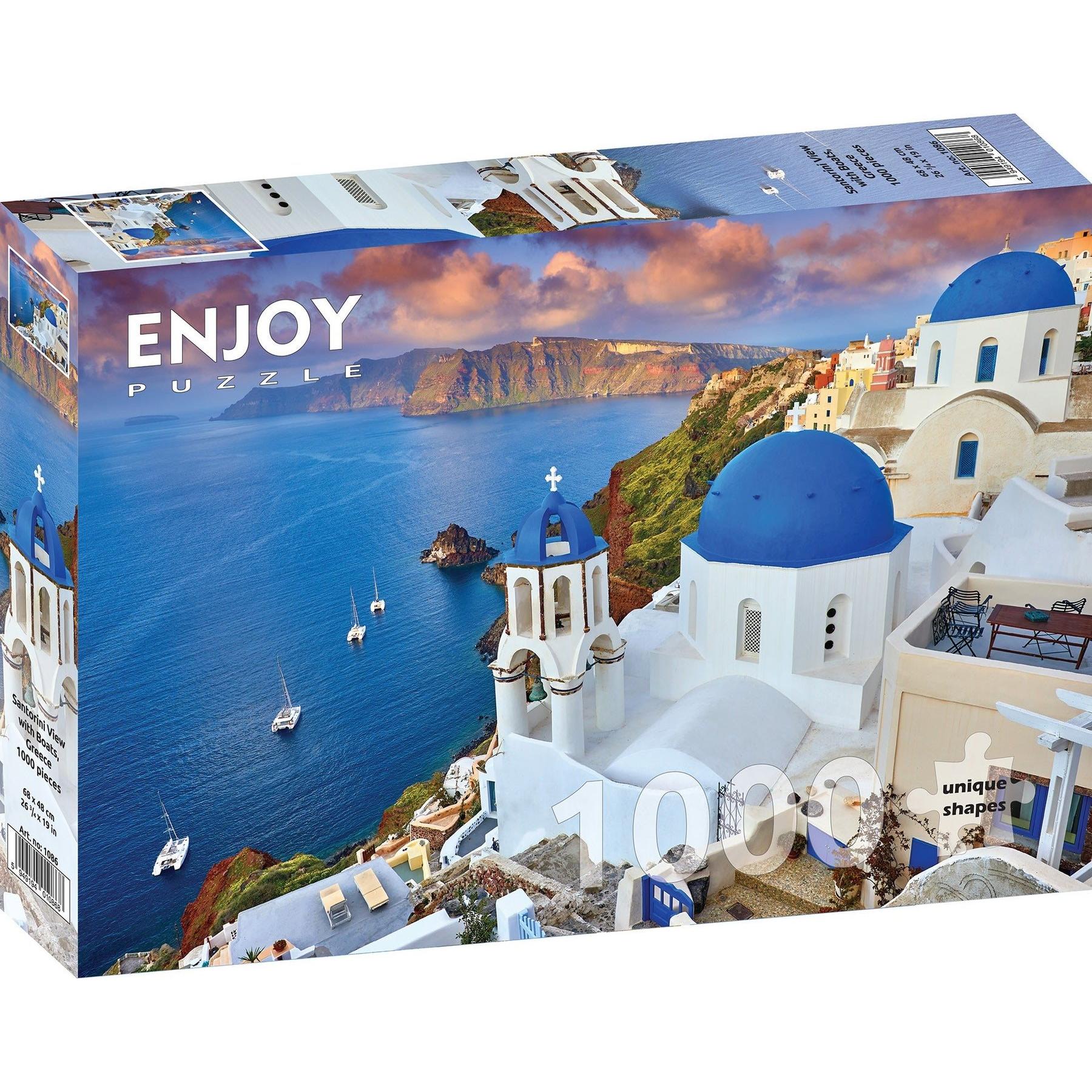 Thumbnail - Enjoy Puzzle ENJOY-1086 - Blick auf Santorin mit Booten, Griechenland, Puzzle, 1000 Teile (1000 Teile)