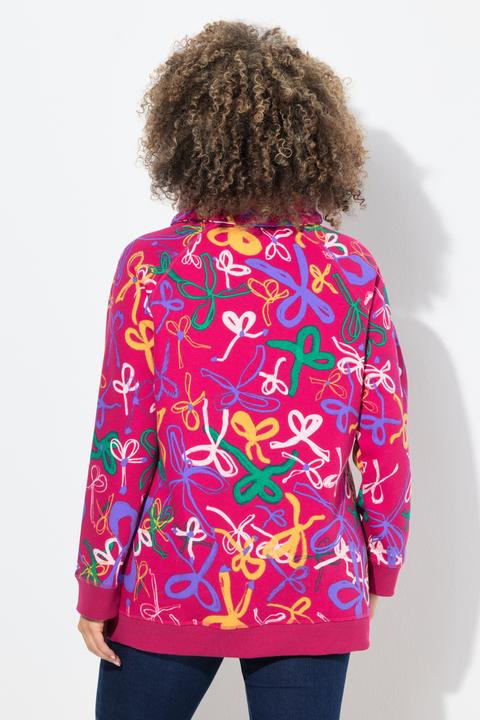 Produktbild Ulla Popken Sweatshirt, Scribble-Muster, Stehkragen, Langarm (54)