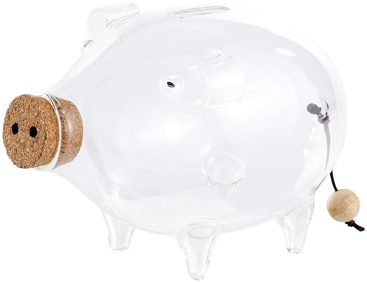 Carlo Milano Deko XL Sparschwein aus glas, 21 cm