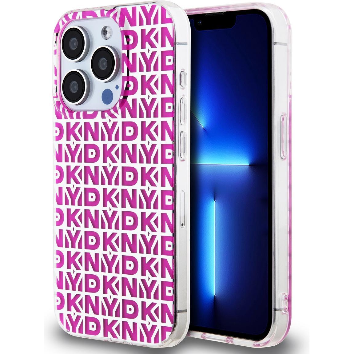 DKNY PC/TPU Repeat Pattern Case for iPhone 15 Pro Max Pink (Apple iPhone 15 Pro Max), Smartphone Hülle, Rosa