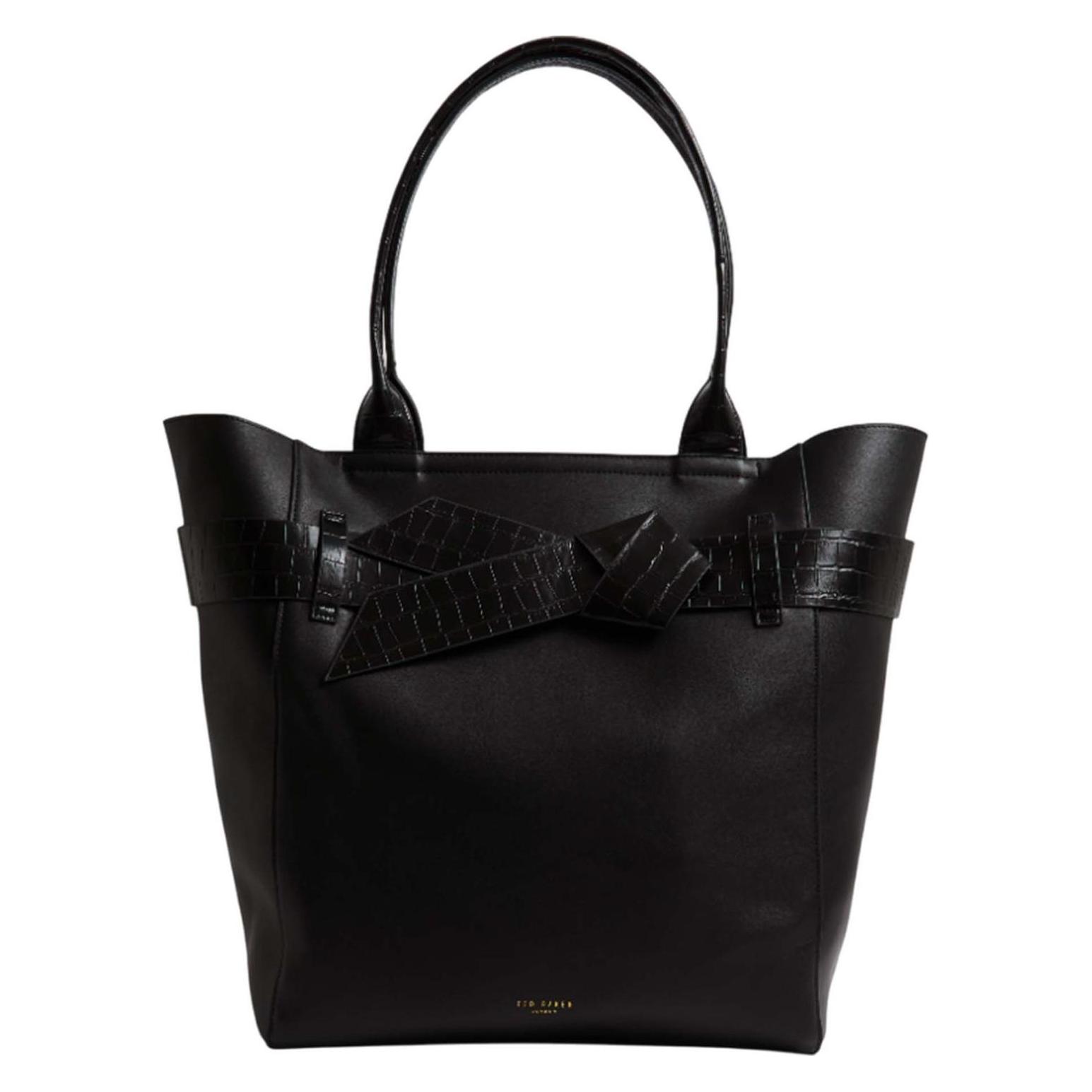 Ted Baker, Damen, Tasche, Jjoslyn Croc Effect Knot Bow Tote Bag, Schwarz