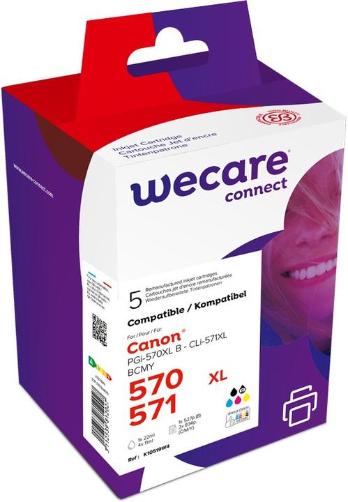 Actual product image Wecare Multipack rebuilt XL BKCMY PG570/571 for Canon PIXMA MG5750 22/11ml (C, FC, M, Y)