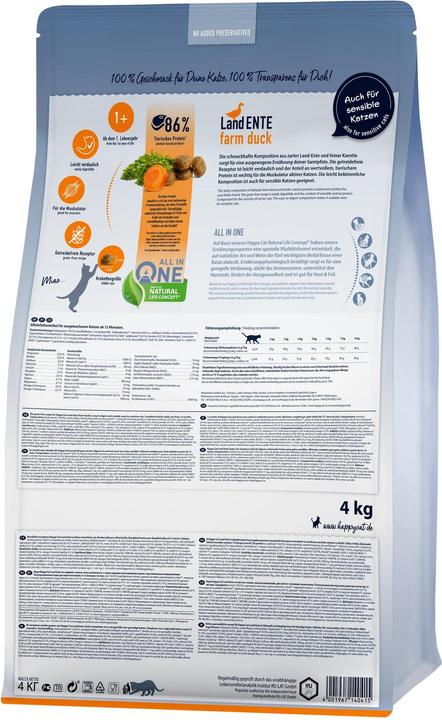 Produktbild Happy Cat Trockenfutter Supreme Culinary Land-Ente, 4 kg (Adult, 1 Stk., 4000 g)