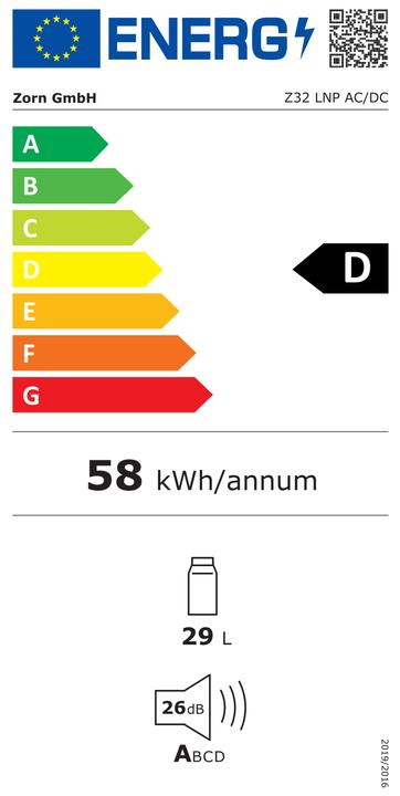 Energy Label Zorn Z32 LNP 12/230V EEK D (29 l)