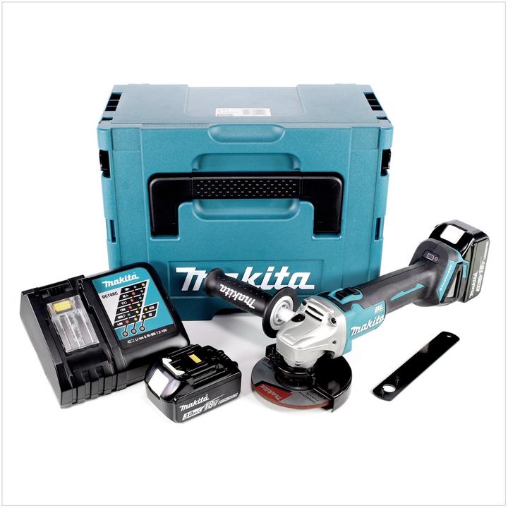 Actual product image Makita DGA 506 RFJ Battery angle grinder 18 V 125 mm Brushless + 2x battery 3.0 Ah + charger + Makpac (125 mm)