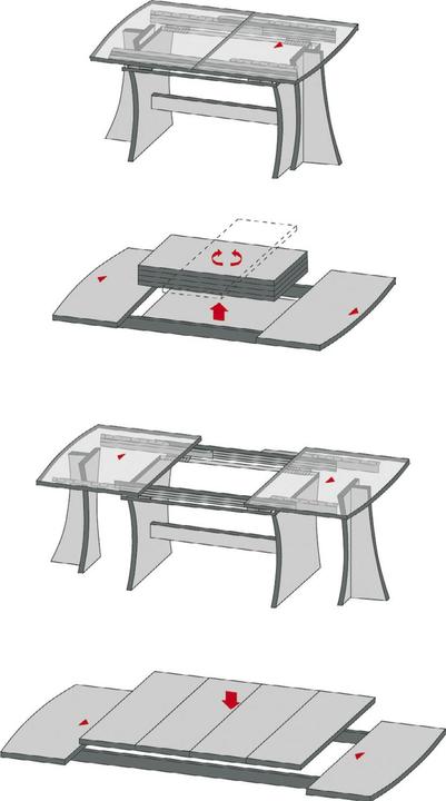 Produktbild Pöttker Ausziehtischführung ALU 77,Auszugslänge 1850 mm,Platten 2x500,Aluminium