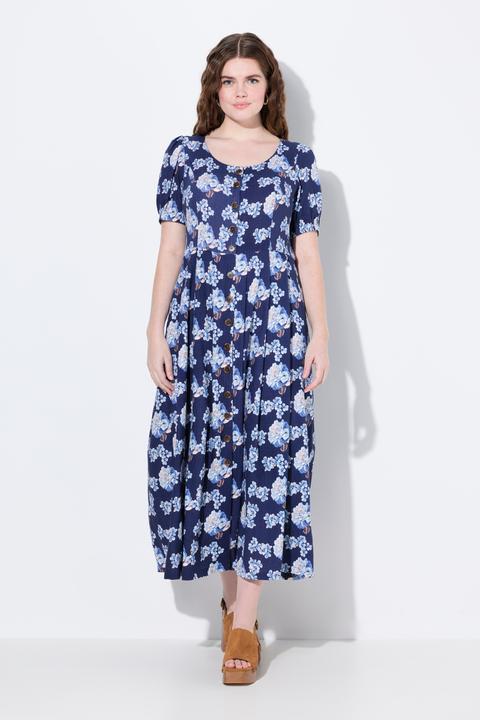 Produktbild Ulla Popken Leinenmix-Maxikleid, Rundhals, Halbarm, Taschen (42, 44)