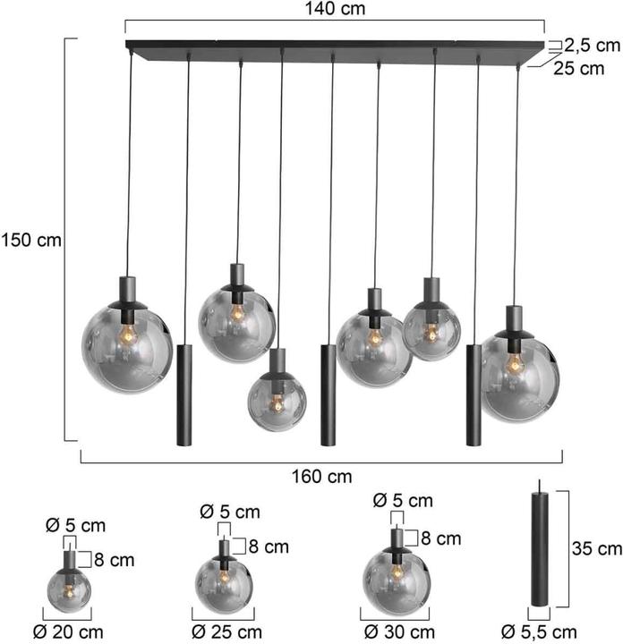 Actual product image Steinhauer Pendelleuchte Bollique