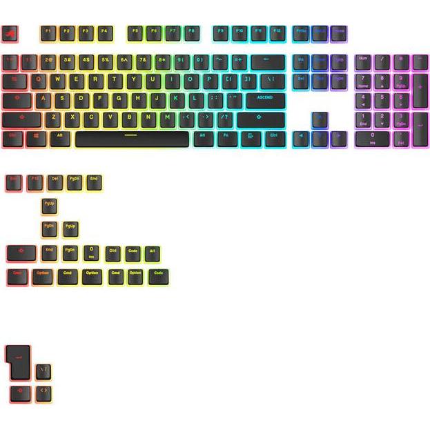 Glorious Aura V3 Keycaps, ANSI Layout (US), PBT, Doubleshot - Schwarz, Keycaps, Schwarz