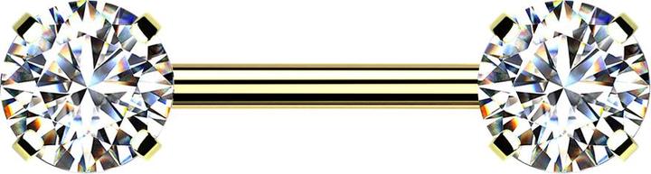 Produktbild Star Piercing Threadless Barbell vergoldet front mit Kristall silber gefasst (ohne Messing, Chirurgenstahl 316L)