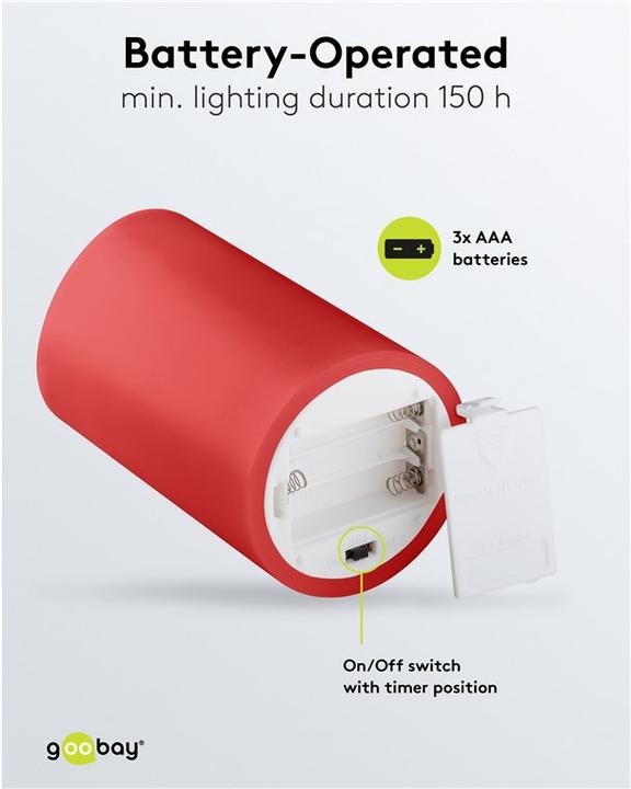 Actual product image Goobay 4er-Set LED-Echtwachskerzen, rot (4 x)