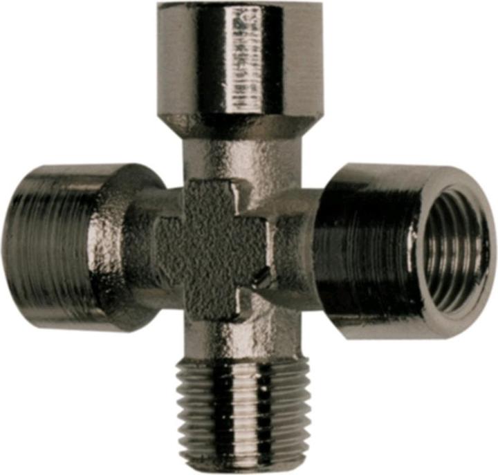 Actual product image Prebena Cross fitting nickel-plated brass 3x internal thread1x external thread 14