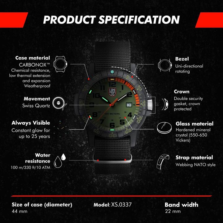 Produktbild Luminox Leatherback Sea Turtle Giant 0320 Series (Analoguhr, Swiss Made, 44 mm)