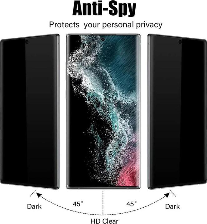 Actual product image Protectorking 2x real tempered 9H armoured glass privacy filter (1 Piece, Samsung Galaxy S22 Ultra)