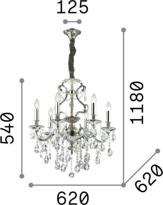 Image du produit Ideal lux GIOCONDA Suspension E14 6x ⌀620mm dimmable or 060507 (E14)